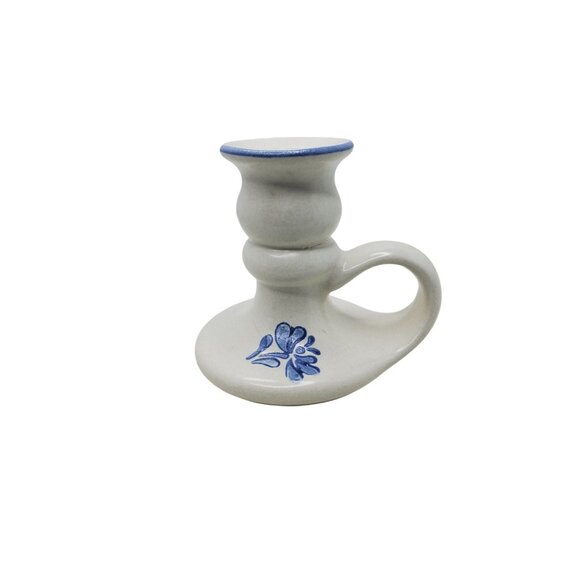 Vintage Platzgraff Yorktowne Ceramic Blue & White Candlestick Holder - Picture 1 of 5